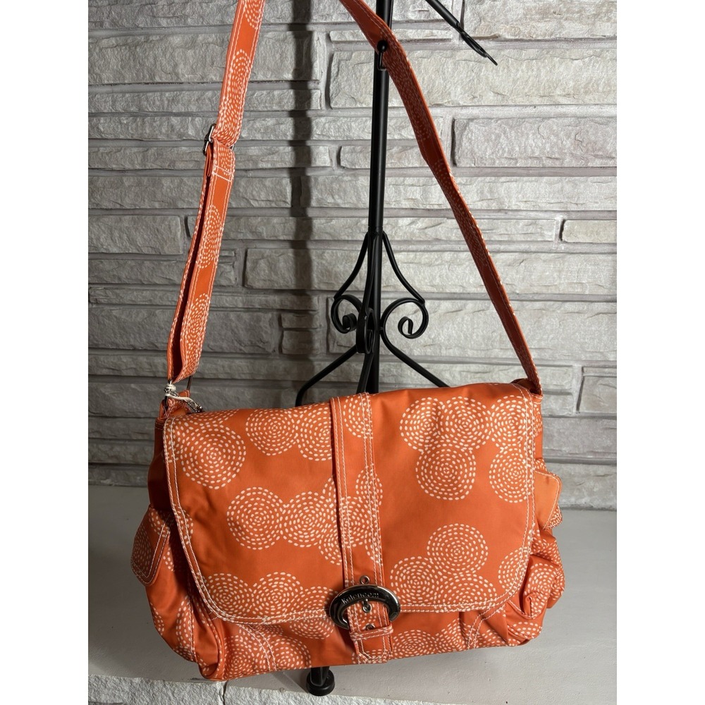 Kalencom Diaper Bag Orange White Circles, Bottle Bag, Change Pad, Zipper Bag‎
